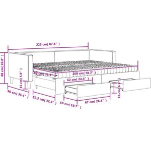 vidaXL Slaapbank met Onderschuifbed - Crème Slaapbank - Sofa Bed - Tweepersoonsbed - Onderkast - Opslagoplossing