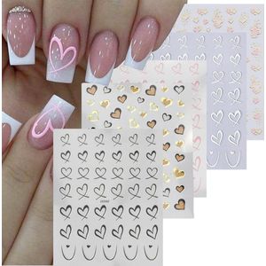 Nagelstickerset met 5 vellen zelfklevende harten en sterren Valentijn nagelstickers