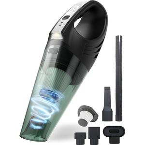 Kruimeldief Met Lamp- 100W - 5 Opzetstukken - Snoerloos - Kruimelzuiger - Handstofzuiger - Zwart/Grijs - Vivid Green