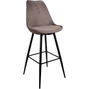 Lucy’s Living Luxe Barkruk LEAVE BAR Donker Grijs – 51x58x117 cm - Barkrukken  - Barstoel Kruk - Barstoelen met rugleuning – Keukenstoel – stoelen - meubels