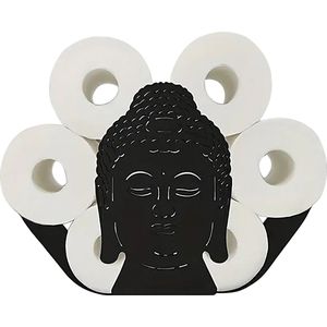 YONO Reserverolhouder Staand - Buddha Design - Toiletrolhouder - WC Rolhouder - Zwart