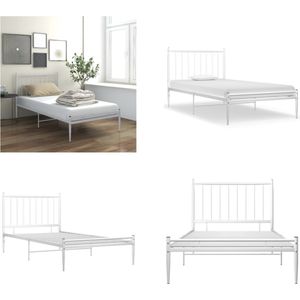 vidaXL Bedframe metaal wit 100x200 cm - Bedframe - Bedframes - Eenpersoonsbed - Eenpersoonsbedden