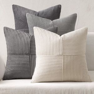 JGS ® Stijlvolle Corduroy Patchwork Kussenovertrekken met Onzichtbare Ritssluiting voor Woonkamer en Slaapkamer, 40x40 cm, Set van 4