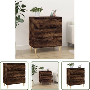 The Living Store Dressoir - Trendy en praktisch - Hoogte- 70 cm - Kleur- Gerookt eiken - Materiaal- Bewerkt hout en massief eucalyptushout - Afmetingen- 60 x 35 x 70 cm - Met 3 laden