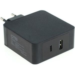 OTB Thuislader met 1 USB-C PD en 1 USB-A poort - 57W / zwart
