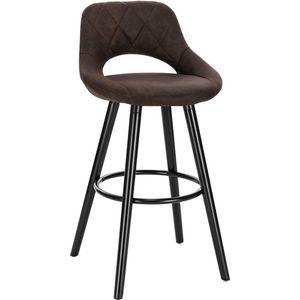 Barkruk Deluxe Fred - Industrial - Donkerbruin - Barkrukken set van 1 - Barstoel Kruk - Barstoelen met rugleuning - Keukenstoel - Stof