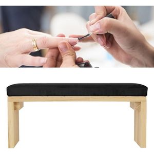 Handkussen voor Nail Art - Zachte Mat Ergonomisch Ontworpen - Hoogte Verstelbaar - PU Leer - Houten Manicure Armsteun - Nagel Salon Accessoire - Zwart