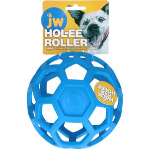 JW HOL-EE ROLLER – Hondenspeeltje - Hondenspeelgoed - Hondenbal - L - Ø 15 cm - Natuurrubber - Blauw