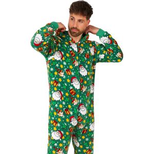 Suitmeister Santa Elves Green - Kerst Onesie - Xmas Jumpsuit - Thema Huispak - Groen - Maat: M