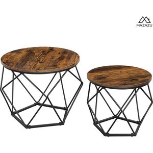 MIRA Home - bijzettafel - salontafel - industrieel - bruin/zwart - 50 x 50 x 40 cm