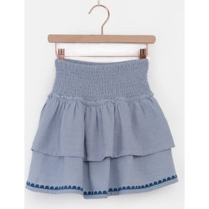 Sissy-Boy - Blauw ruffle rok met geborduurde details