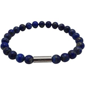 H-Beau - Armband - Edelstenen - Gepolijst – Lapis Lazuli - 21cm - Natuurstenen - Kralen – 8mm - Blauw - Heren – Unisex - Handgemaakt – Sterrenbeeld – Horoscoop – Maagd - Boogschutter