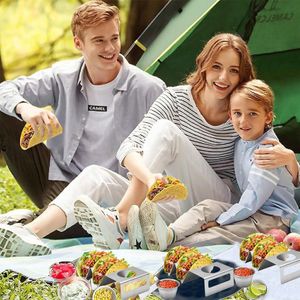 Taco Shell-houder van roestvrij staal, 2 stuks, taco rek shell met dip-gerecht, hot dog houder voor restaurant, picknick, party, sandwiches, worst, taco's houder