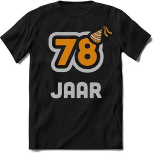 78 Jaar Feest kado T-Shirt Heren / Dames - Perfect Verjaardag Cadeau Shirt - Goud / Zilver - Maat 7XL