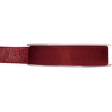 1x Hobby/decoratie bordeauxrode organza sierlinten 1,5 cm/15 mm x 20 meter - Cadeaulint organzalint/ribbon - Striklint linten rood