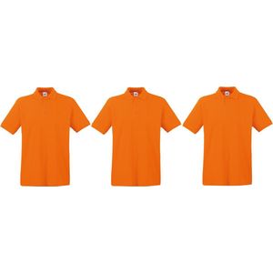 2-Pack maat 2XL oranje polo shirt premium van katoen voor heren - Polo t-shirts voor heren