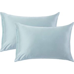 Happy Goods® Luxe Silk Miracle Pillow - Zijden Kussensloop - 60x70cm - Lichtblauw