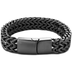 Donley - Armband voor mannen - Woven bracelet - Braided bracelet - cubaanse armband - heren sierraad - schakelarmband - schakelarmband heren - 21 cm - zilveren armband - ketting armband - chain - zwarte armband - armband zwart - black wristband
