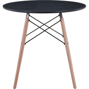 AllinShop® - Eettafel - Rond - Zwart - Tafel - Houten Poten - Eetkamer - Woonkamer - Keuken - Nordic Stijl - 80x80x75CM