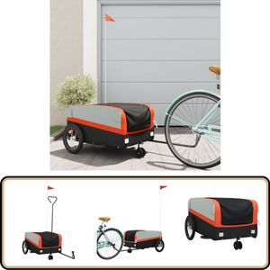 vidaXL Fietstrailer 45kg Zwart/Oranje - Duurzaam Fietstrailer - Fietstrailers - Fiets Trailer - Fiets Duwkar