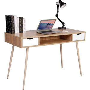 Rootz bureau van synthetisch hout met eikeneffect - Scandinavische computertafel - studeer- en werkbureau - gamingbureau - materiaal van E1-kwaliteit - 120 cm x 77 cm x 58 cm