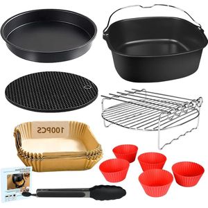 Accessoires voor Hete Luchtfriteuses - 12 Stuks Set - Friteuse zonder Olie - XXL - Compatibel voor COSORI 55L Philips 73L - BPA-vrije Non Stick
