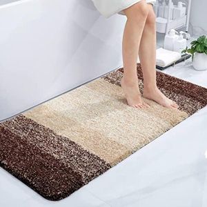 Zacht badkamertapijt, 60 x 120 cm, antislip, wasbaar, hoogpolig, microvezel, absorberend