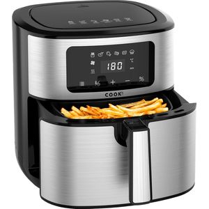 COOK-IT Airfryer - 8L XXL - Heteluchtfriteuse met Uitneembare Frietmand - Zwart/RvS