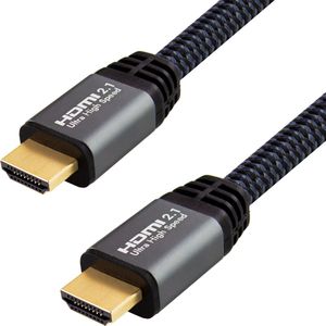 Qnected® HDMI 2.1 Kabel 2,5 Meter - 4K 120Hz, 4K 144Hz, 8K 60Hz, HDR10+/Dolby Vision, eARC, 48Gbps - Ultra High Speed - Onyx Zwart - Compatibel met PS5, Xbox Series X & S, TV, PC, Laptop, Beamer