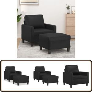 vidaXL Fauteuil met voetenbank zwart kunstleer Fauteuil - Zwarte Fauteuil - Lounge Stoel - Relaxfauteuil - Kunstleder Fauteuil