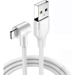 DrPhone D10 - 90° Haakse Lightning oplaadkabel - 2.4A Snel Laden - 1 Meter kabel -  Geschikt voor iPhone / IPad - Wit