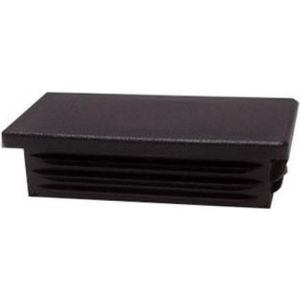 Inslagdop/meubeldop zwart rechthoek 4 bij 8 cm en hoogte 0,5 cm van kunststof - Set van 4 stuks
