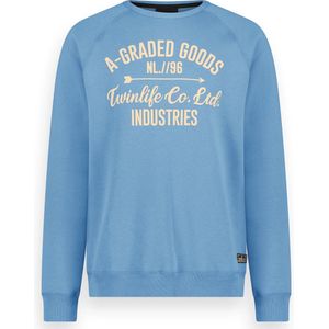 Twinlife Heren Sweater Raglan Print Gebreid- Trui - Comfortabel - Herfst en Winter - Blauw - 2XL