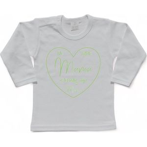 T-shirt Kinderen ""De liefste mama is toevallig mijn mama"" Moederdag | lange mouw | Wit/sage green (salie groen) | maat 92