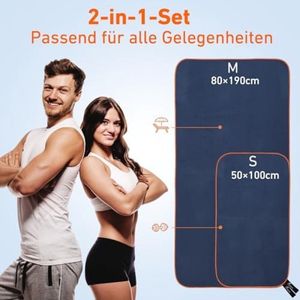 Selbro ® Microvezel Handdoek Set van 2 Stuks - Donkerblauw - 180x90 cm + 100x50 cm