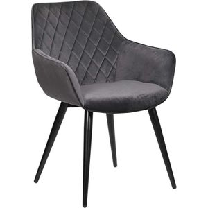 Kamyra® Ergonomische Eetkamerstoel met Armleuning - Eetkamerstoelen, Stoel, Kuipstoel, Loungestoel - Velvet - Donkergrijs