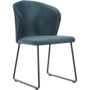 Soof&Tess - Amalfi Eetkamerstoel - Blauw - Fluweel - Velvet - Industrieel - Met armleuning - Easy Clean Stoffen - Hoge Kwaliteit