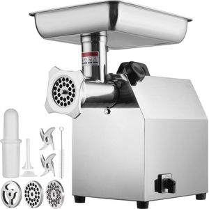 elektrische vleesmolen RVS vleesmachine 360 kg/u. Gehakt, 1100 W multi foodprocessor worstvuller incl. 2 snijplaten, 1 worstkoker, 2 messen voor rundvlees, kip, kalkoen etc.