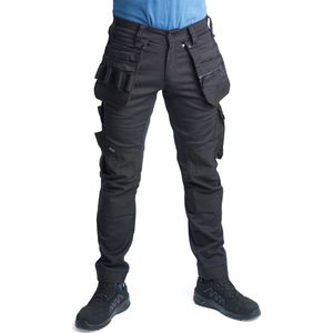 BITCO OISE Werkbroek Heren Stretch - Zwart - Waterafstotende en Olieafstotende Kniebeschermerzakken Verstevigd met CORDURA®