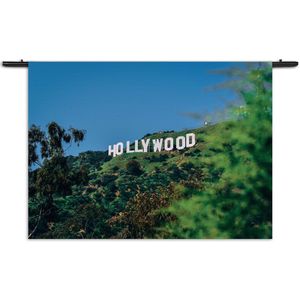 Velours Wandkleed Hollywood Letters Rechthoek Horizontaal XXL (130 X 180 CM) - Wandkleden - Met roedes