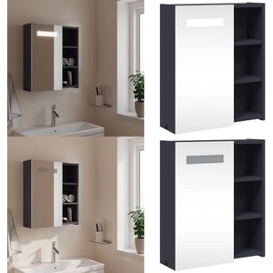 vidaXL Badkamerkast met spiegel en LED 45x13x52 cm grijs - LED-spiegelkast - LED-spiegelkasten - Badkamerkast - Badkamer Kast