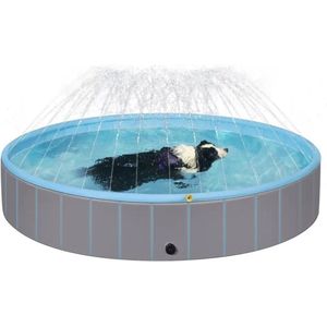 MS® - Zwembadje voor kinderen - Zwembad voor huisdieren - Hondenzwembad - Bad voor huisdieren - Opzetzwembad - 160 cm breed - 30 cm hoog - Met fontein - Met antislip - PVS materiaal - Dog pool - Outdoor