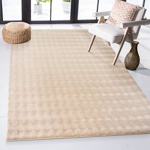 the carpet Cloudy Pluizig Imitatiebont Deken, Hoge Lage Structuur, Antislip Woonkamer Slaapkamer Vloerkleed, Beige, 80 x 150 cm