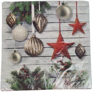 Servetten kersthangers - Rood / Grijs / Multicolor - Papier - 33 x 33 cm
