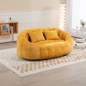 Zitzak bank lui bank duurzame comfort ligstoel hoge rug zitzak stoel bank für erwachsene und knapper, binnen en buiten, accent vloer zachte lounge stoel (geel chenille)
