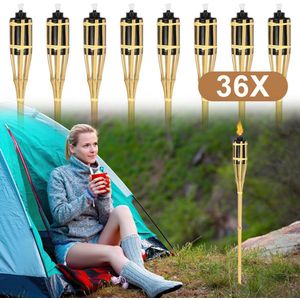 Fakkels - tuinfakkels bamboe - tuinfakkels set 36 stuks - lange lont - 90 cm hoog - natuur