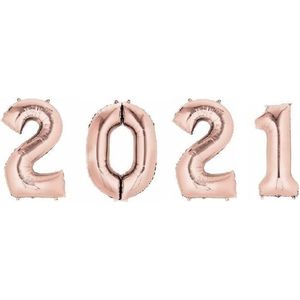 2021 folie ballonnen - rose goud - 66 x 88 cm - Oud en nieuw versiering / Nieuwjaar
