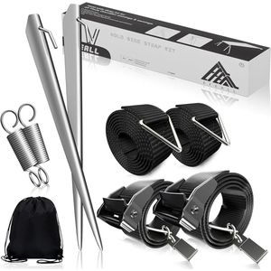 Selbro ® Stormband luifelset voor Thule Omnistor camperuitrusting, stormbeveiliging voor voortent en accessoires voor camper | 35 cm grondankers | caravan hold down side kit met stormlijn