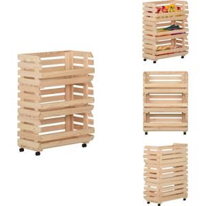 vidaXL Groentetrolley - Groentetrolleys - Fruitkist - Fruitkisten - Groentetrolley 57x30x80 cm massief grenenhout