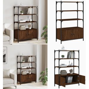 vidaXL Boekenkast 3-laags 70x30x109,5 cm bewerkt hout bruineikenkleur - Boekenkast - Boekenkasten - Boekenrek - Opbergkast